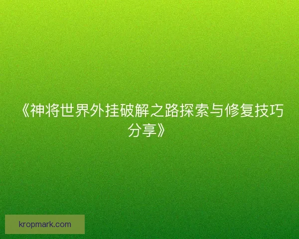 《神将世界外挂破解之路探索与修复技巧分享》