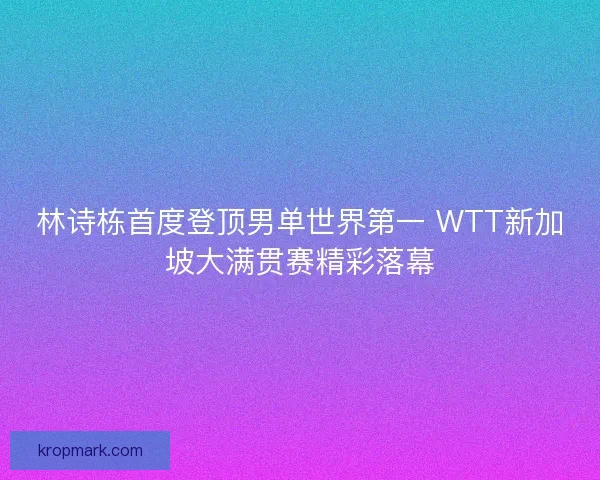 林诗栋首度登顶男单世界第一 WTT新加坡大满贯赛精彩落幕
