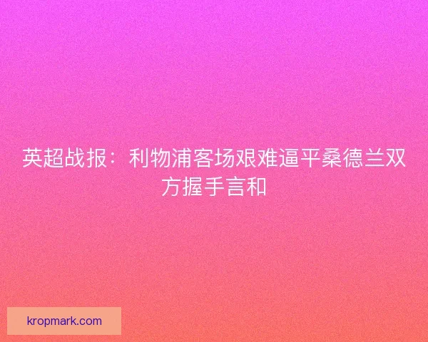 英超战报：利物浦客场艰难逼平桑德兰双方握手言和