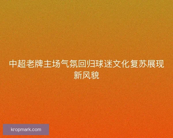 中超老牌主场气氛回归球迷文化复苏展现新风貌